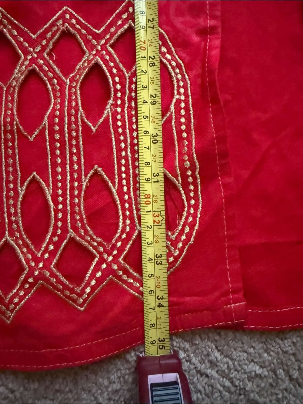 Embroidered Red Open Jacket - Picture 8 of 9